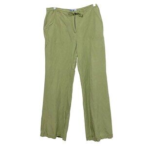 Guy Harvey Linen Drawstring Pants Womens L‎ Green Activewear Athleisure Spring